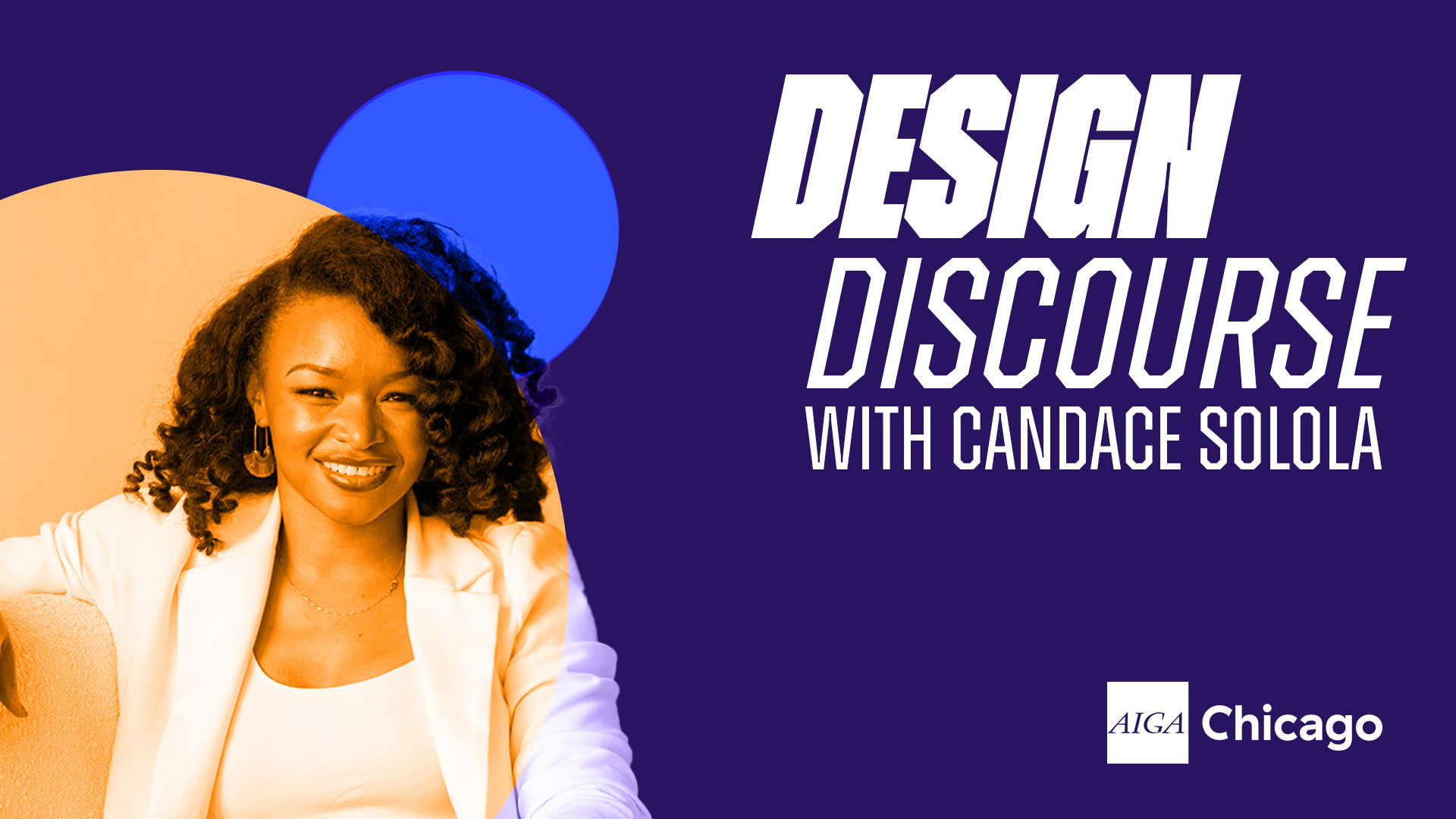 a purple and orange image advertising Design Discourse