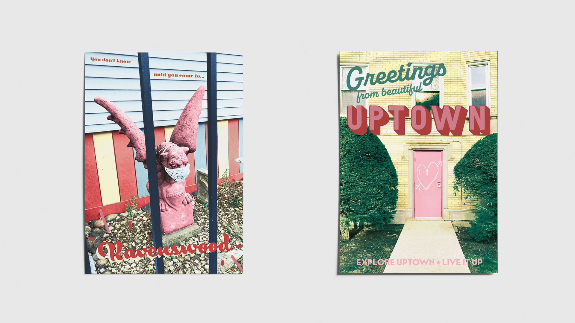 two postcards of Uptown and Ravenswood
