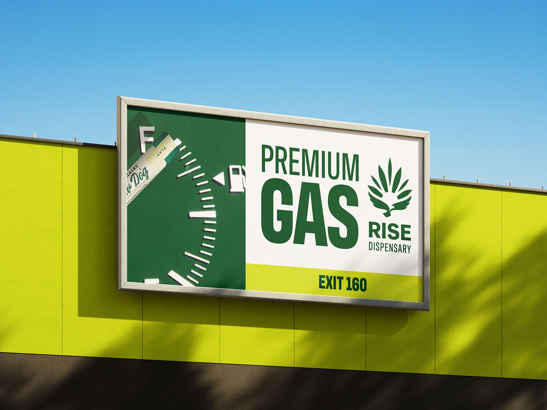 A billboard saying Premium Gas shows a joint